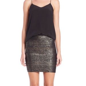BCBGMAXAZRIA Women's Josie Foil Bandage Skirt Black Silver Y2k 90s 2000s Bodycon
